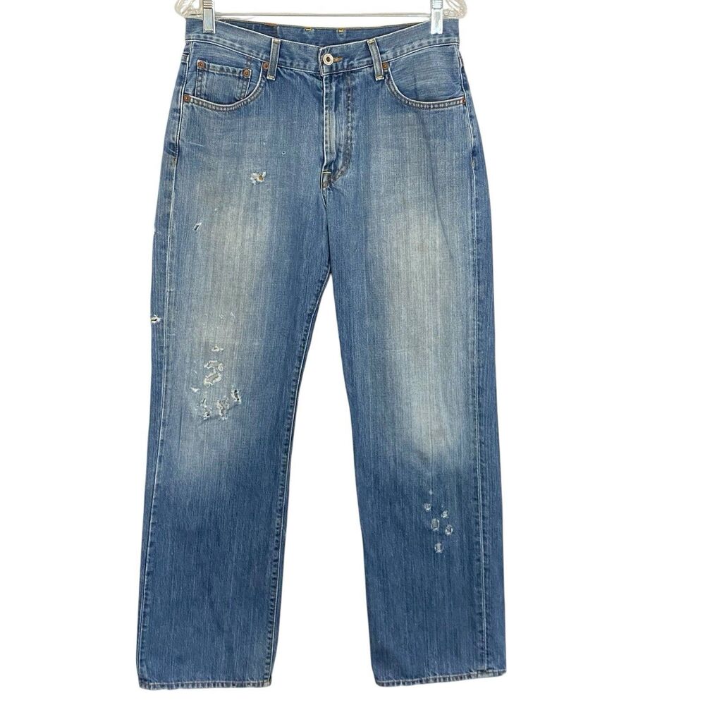 Vintage Lucky Brand Bootleg Dungarees Jeans Mens 32x32 Blue DISTRESSED